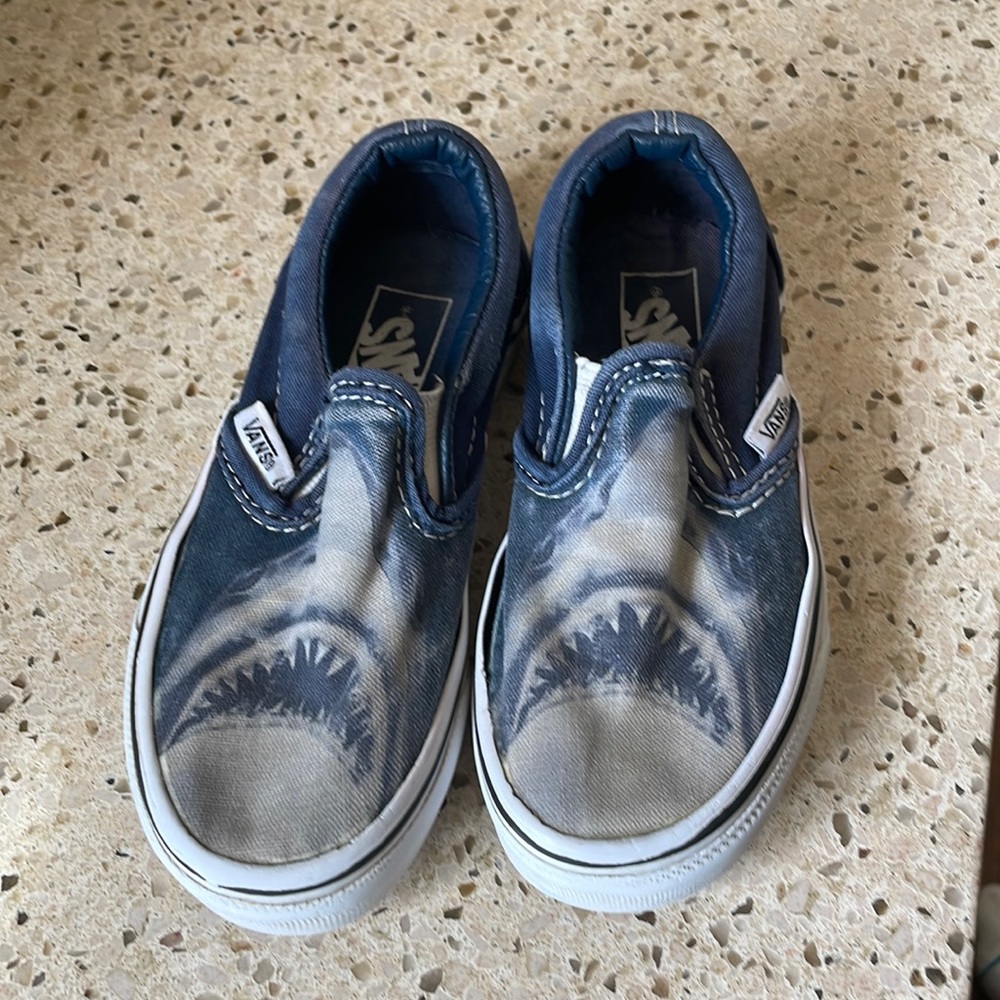 Vans slip on with shark print - size 10.5